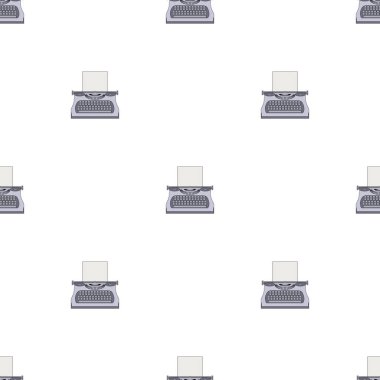 Daktilo makinesi ile dikişsiz desen. Gazeteci ekipmanları. Vintage tehnology. Klavye. Antika ekipmanlar. Tasarım, web, ambalaj kağıdı, kumaş, duvar kağıdı için vektör illüstrasyon.
