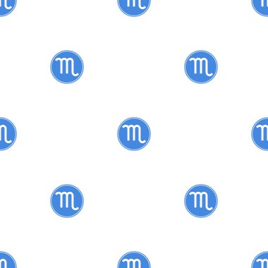 Akrep burcu ile dikişsiz desen. Astrolojik, burç işareti. Zodyak sembolü. Su elementi. Etiket. Tasarım, web, ambalaj kağıdı, kumaş, duvar kağıdı için vektör illüstrasyon.