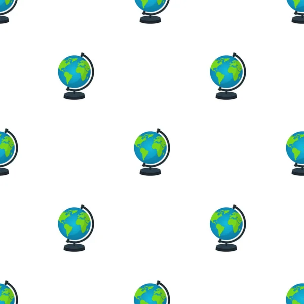 Modèle sans couture avec globe terrestre avec stand isolé sur fond blanc. Carte du monde. icône de la Terre. Illustration vectorielle pour design, web, papier d'emballage, tissu, papier peint . — Image vectorielle