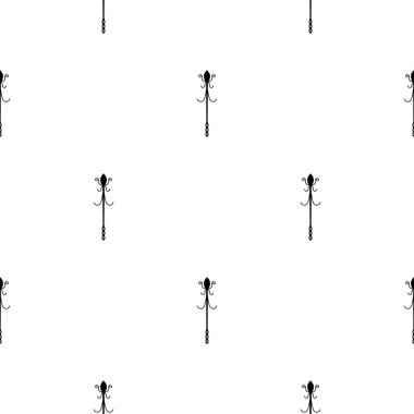 Beyaz arka planda siyah sihirli personel simgesi ile Dikişsiz desen. Sihirli değnek, asa, sopa, çubuk. Vektör Illustration tasarım, Web, sarma kağıt, kumaş, duvar kağıdı.