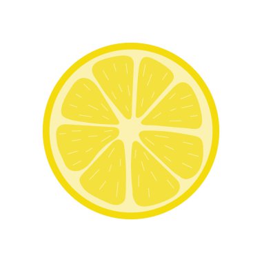 Beyaz arka planda izole edilmiş taze limon yarısı. Organik meyve. Çizgi film tarzı. Herhangi bir tasarım için vektör çizimi.