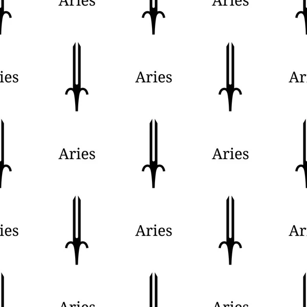 Sömlösa mönster med Väduren Zodiac Sword Sign. Svart silhuett av zodiakal vapen. Astrologiska, horoskop tecken. Vektor illustration för design, webb, omslagspapper, tyg, tapeter. — Stock vektor