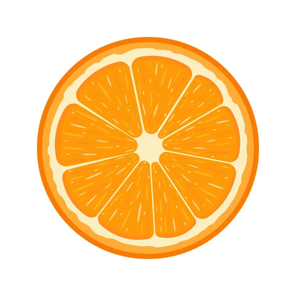 白い背景に分離された新鮮な半分オレンジの果実。タンジェリン。オーガニックフルーツ漫画のスタイル。任意のデザインのベクトルイラストレーション. — ストックベクタ
