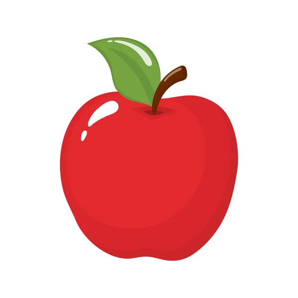 Red apple isolated on white background. Organic fruit. Cartoon style. Vector illustration for any design. — Stock Vector