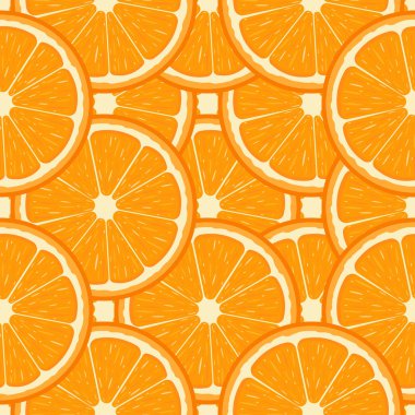 Taze yarım portakal meyve ile Dikişsiz desen. Mandalina. Organik meyve. Çizgi film tarzı. Tasarım, web, ambalaj kağıdı, kumaş, duvar kağıdı için vektör illüstrasyon.