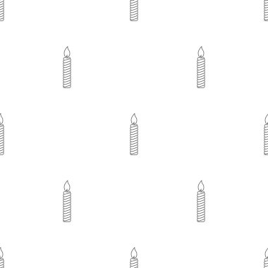 Bir mum satır stili simgesi ile dikişsiz desen. Dinsel kavram. Tasarım, web, ambalaj kağıdı, kumaş, duvar kağıdı için vektör illüstrasyon.