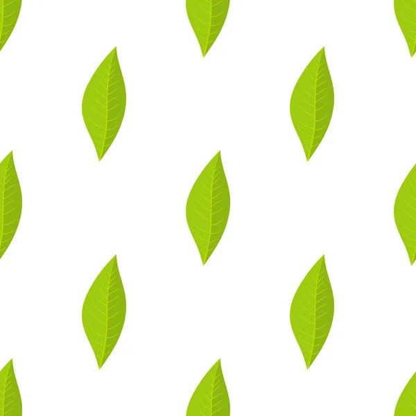 白い背景にオレンジフルーツの緑の葉とシームレスなパターン。デザイン用ベクターイラスト、ウェブ、包装紙、生地、壁紙. — ストックベクタ