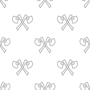 Beyaz arka plan üzerinde çapraz anahat eksenleri ile sorunsuz desen. Ortaçağ silah işareti. Tasarım, web, ambalaj kağıdı, kumaş, duvar kağıdı için vektör illüstrasyon.