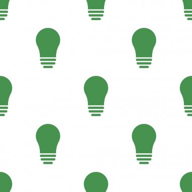 Ampul simgesi ile dikişsiz desen. Yeşil ekolojik işaret. Gezegeni koruyun. Tasarım, web, ambalaj kağıdı, kumaş, duvar kağıdı için vektör illüstrasyon.