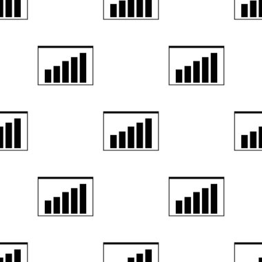 Beyaz arka planda büyüyen grafik simgesiyle kesintisiz desen. İş konsepti. Zamanlama. Tasarım, web, ambalaj kağıdı, kumaş için vektör illüstrasyon.