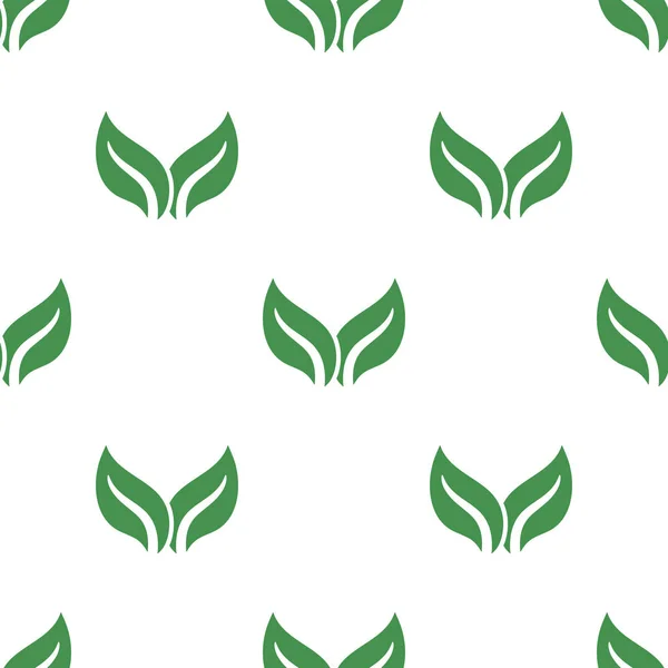 葉のアイコンとシームレスなパターン。緑の生態学的な兆候。惑星を守れデザイン用ベクターイラスト、ウェブ、包装紙、生地、壁紙. — ストックベクタ