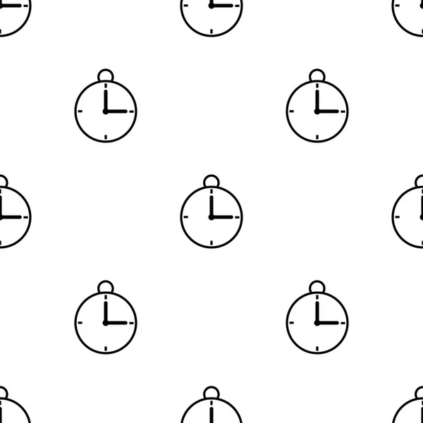 Μοτίβο χωρίς ραφές με εικονίδιο χρονομέτρου σε λευκό φόντο. Σύμβολο του χρόνου. Απεικόνιση διανύσματος για σχεδιασμό, ιστό, χαρτί περιτυλίγματος, ύφασμα. — Διανυσματικό Αρχείο