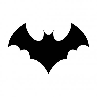 Beyaz arka planda izole yarasa siyah siluet. Cadılar Bayramı dekoratif unsuru. Herhangi bir tasarım için vektör çizimi.