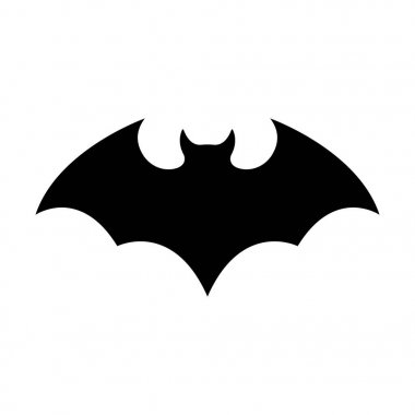 Beyaz arka planda izole yarasa siyah siluet. Cadılar Bayramı dekoratif unsuru. Herhangi bir tasarım için vektör çizimi.