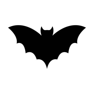 Beyaz arka planda izole yarasa siyah siluet. Cadılar Bayramı dekoratif unsuru. Herhangi bir tasarım için vektör çizimi.