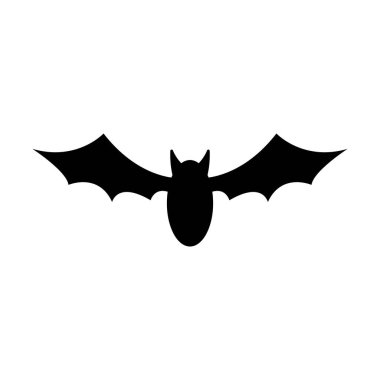 Beyaz arka planda izole yarasa siyah siluet. Cadılar Bayramı dekoratif unsuru. Herhangi bir tasarım için vektör çizimi.