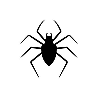 Beyaz arka planda izole örümcek siyah siluet. Cadılar Bayramı dekoratif unsuru. Herhangi bir tasarım için vektör çizimi.