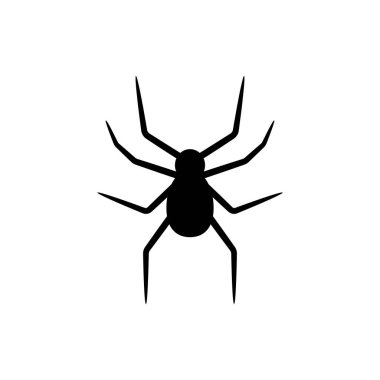 Beyaz arka planda izole örümcek siyah siluet. Cadılar Bayramı dekoratif unsuru. Herhangi bir tasarım için vektör çizimi.