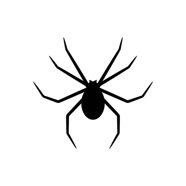 Schwarze Silhouette der Spinne isoliert auf weißem Hintergrund. Dekoratives Element zu Halloween. Vektorillustration für jedes Design. — Stockvektor