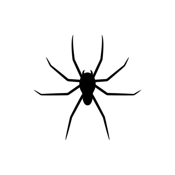 Schwarze Silhouette der Spinne isoliert auf weißem Hintergrund. Dekoratives Element zu Halloween. Vektorillustration für jedes Design. — Stockvektor