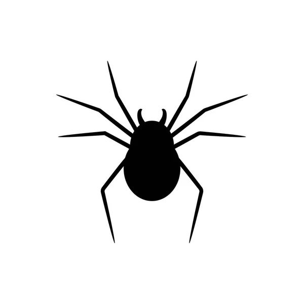 Beyaz arka planda izole örümcek siyah siluet. Cadılar Bayramı dekoratif unsuru. Herhangi bir tasarım için vektör çizimi. — Stok Vektör