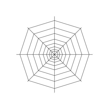 Yuvarlak bütün örümcek ağı beyaz arka plan üzerinde izole. Cadılar Bayramı örümcek ağı elementi. Örümcek ağı serisi stili. Herhangi bir tasarım için vektör çizimi.