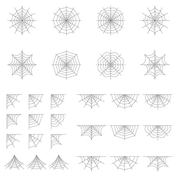 흰색 배경에 격리 된 거미줄 세트입니다. 할로윈 거미줄 요소. 컬렉션 거미줄 스타일입니다. 모든 디자인에 대한 벡터 일러스트레이션. — 스톡 벡터