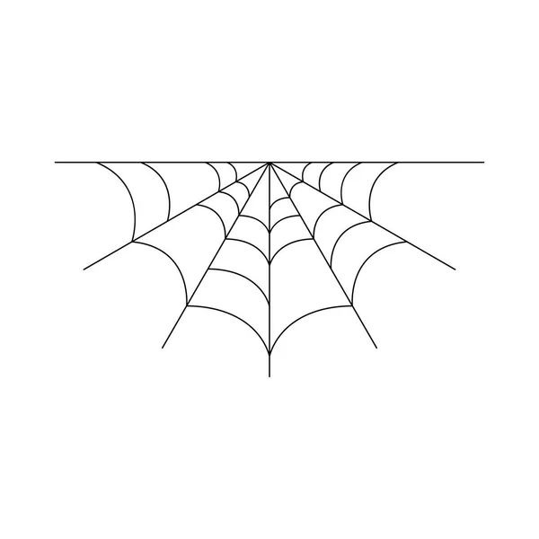 Halv spindelväv isolerad på vit bakgrund. Halloween Spiderweb Software element. Cobweb linjestil. Vektor illustration för alla typer av design. — Stock vektor