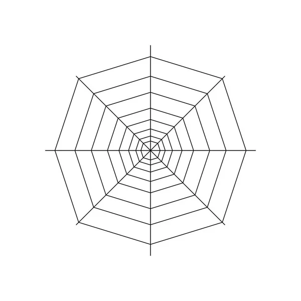 Teia de aranha inteira redonda isolada em fundo branco. Elemento de teia de aranha de Halloween. Estilo de linha Cobweb. Ilustração vetorial para qualquer projeto . —  Vetores de Stock