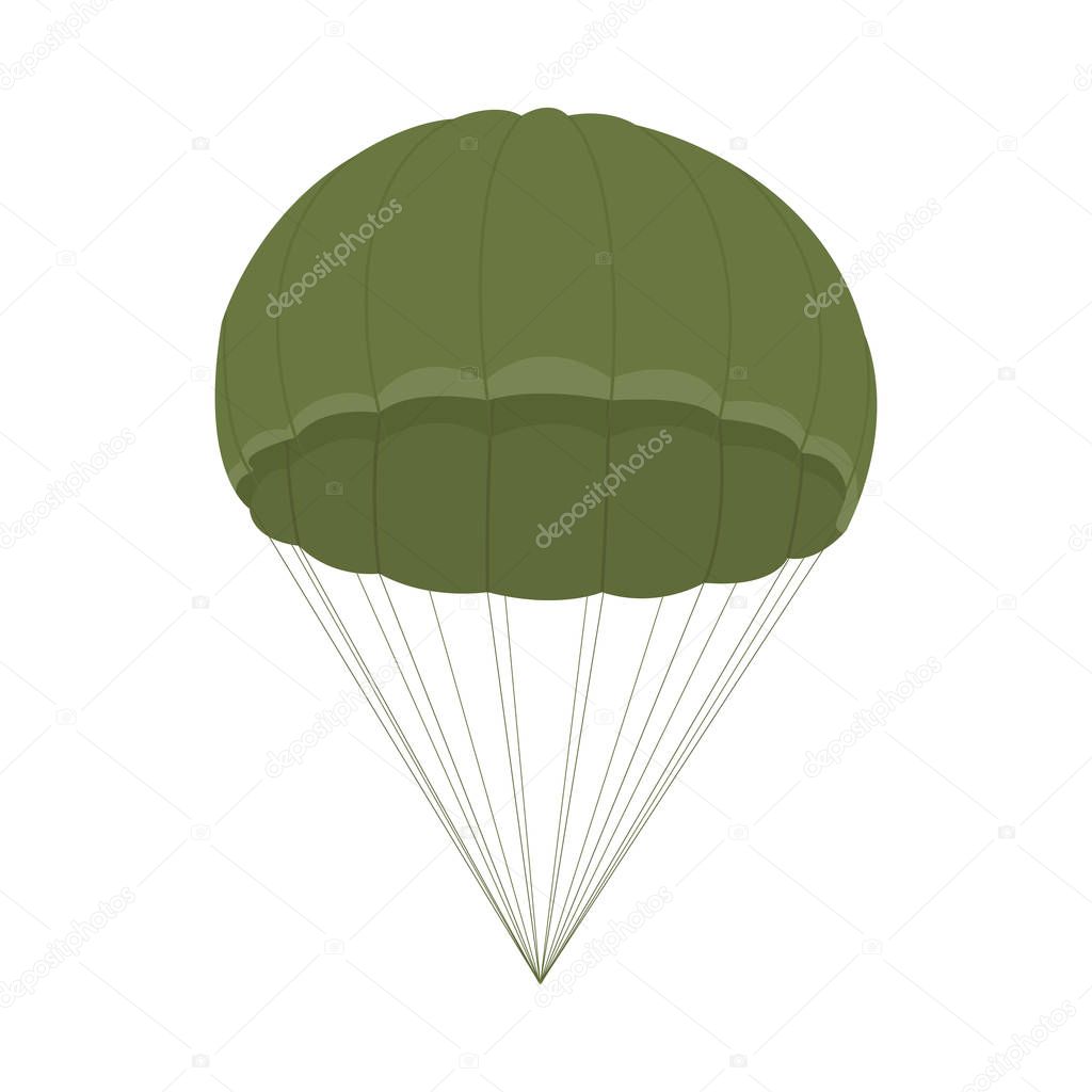 Parachute icon isolated on white background. Military army equipment for air transport and skydiving. Vector illustration for design.