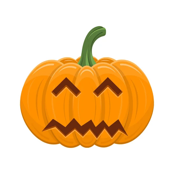 Dynia Halloween na białym tle. Cartoon pomarańczowy dyni z uśmiechem, śmieszne twarz. Głównym symbolem Halloween, jesiennych świąt. Ilustracja wektorowa dla każdego projektu. — Wektor stockowy