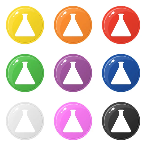 Εικονίδια ελιξίριο μπουκάλι Set 9 χρώματα απομονώνονται σε λευκό. Συλλογή γυαλιστερό στρογγυλά πολύχρωμα κουμπιά. Απεικόνιση διανυσματικών σχεδίων για οποιοδήποτε σχεδιασμό. — Διανυσματικό Αρχείο