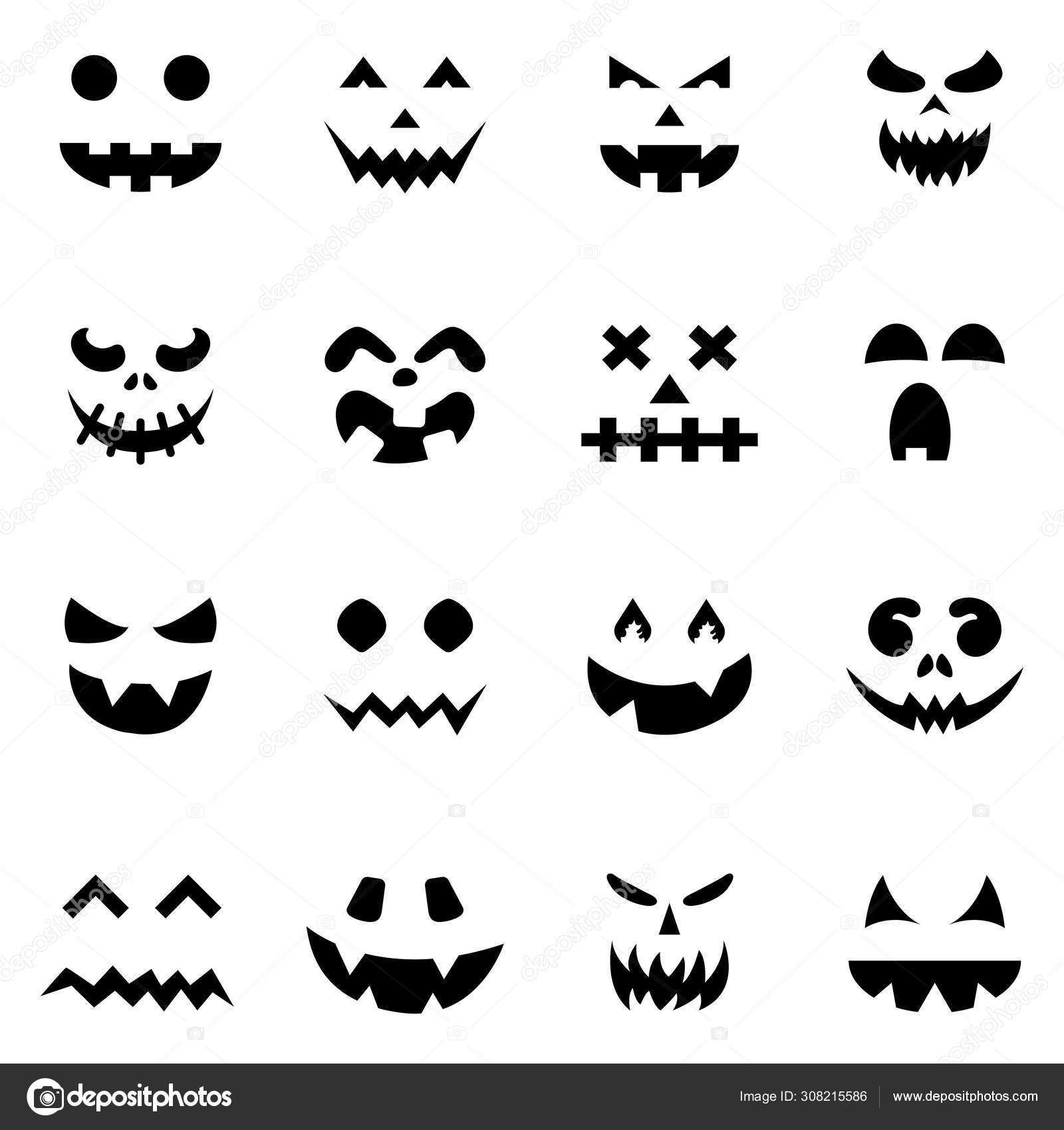 Vector Isolated Halloween Element Scary Halloween Smile, Evil Face, Scary  Face, Ghost PNG Transparent Image and Clipart for Free Download