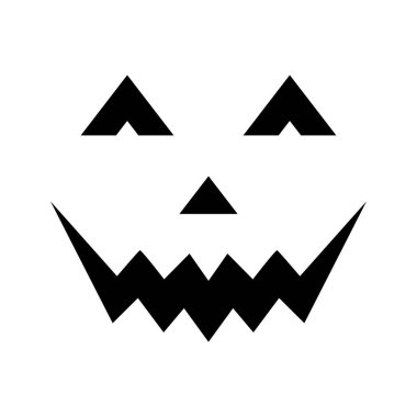 Beyaz arka plan üzerinde izole Cadılar Bayramı için Kabak yüz siluet simgesi. Korkunç balkabağı şeytan gülümsemesi, ürkütücü jack o lanter. Herhangi bir tasarım için vektör çizimi.