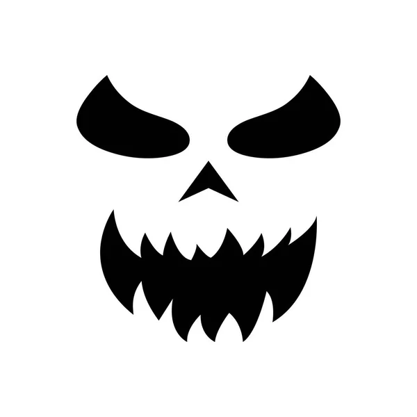 Sütőtök arc sziluettje ikon Halloween elszigetelt fehér háttér. Ijesztő tök ördög mosoly, kísérteties jack o Lanter. Vektorillusztráció bármilyen tervhez. — Stock Vector