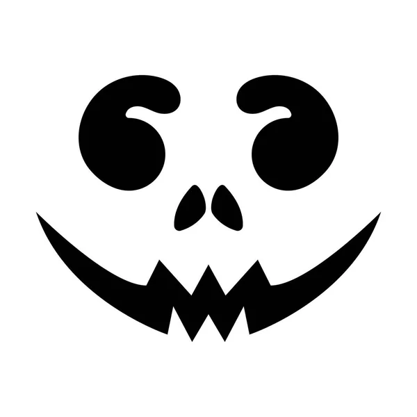 Ícone de silhueta de rosto de abóbora para Halloween isolado em fundo branco. Sorriso assustador do diabo da abóbora, Jack o lanter assustador. Ilustração vetorial para qualquer projeto . —  Vetores de Stock