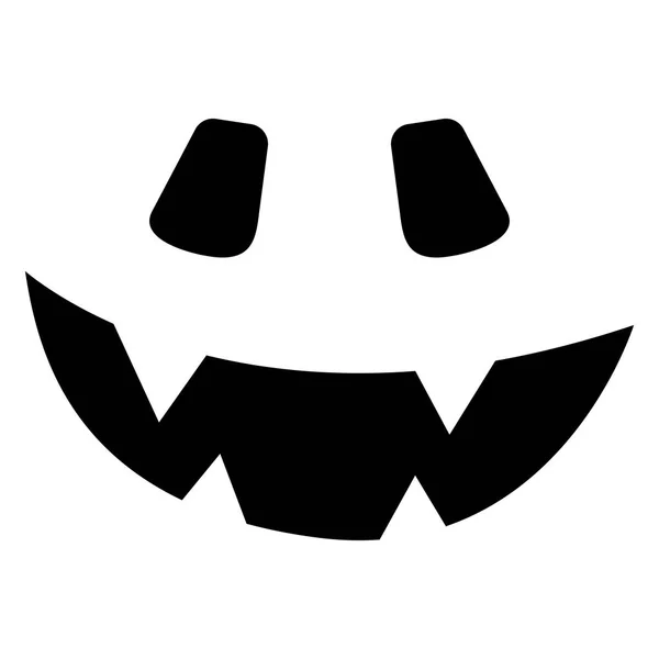 Kürbisgesicht Silhouette Symbol für Halloween isoliert auf weißem Hintergrund. Gruseliges Kürbis-Teufel-Lächeln, gruseliger Jack o Laterne. Vektorillustration für jedes Design. — Stockvektor