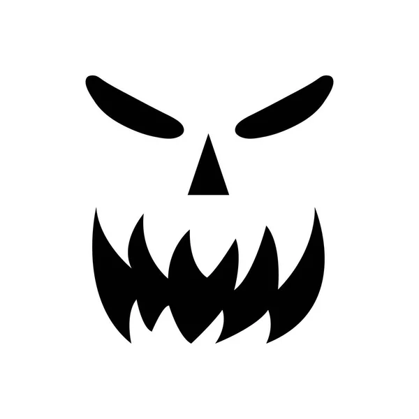 Zucca icona silhouette viso per Halloween isolato su sfondo bianco. Sorriso spaventoso del diavolo zucca, Jack o lanter spettrale. Illustrazione vettoriale per qualsiasi progetto . — Vettoriale Stock
