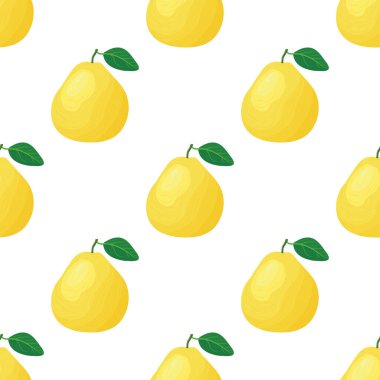 Kusursuz desenli, beyaz arka planda taze, egzotik meyveler. Sağlıklı yaşam için yaz meyveleri. Organik meyve. Çizgi film tarzı. Herhangi bir tasarım için vektör illüstrasyonu.