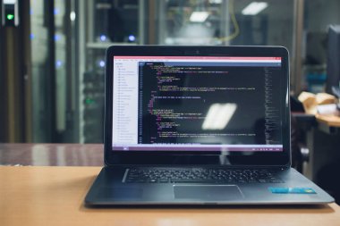 Programlama ve kodlama teknolojileri, Web sitesi tasarımı, geliştirme çalışan bir yazılım programcısı geliştirmek şirket ofisi, veri işleme merkezi, sunucu odası