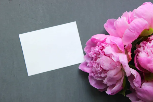 Pivoines Roses Grand Pion Fleur Fraîche Charmant Sur Une Table — Photo