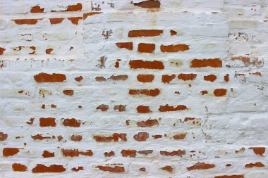 Beyaz tuğla duvar, grunge doku arka plan. Eski tuğla duvarın dokusu boya ile beyaza boyanmıştır. Kopyalama alanı.