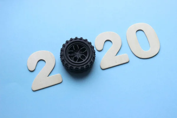 2020 Conceito Ano Novo Figuras 2020 São Isoladas Fundo Azul — Fotografia de Stock