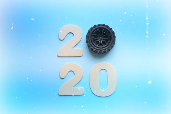 2020 Року Концепція Нового Року Цифри 2020 Ізольовані Синьому Фоні — стокове фото