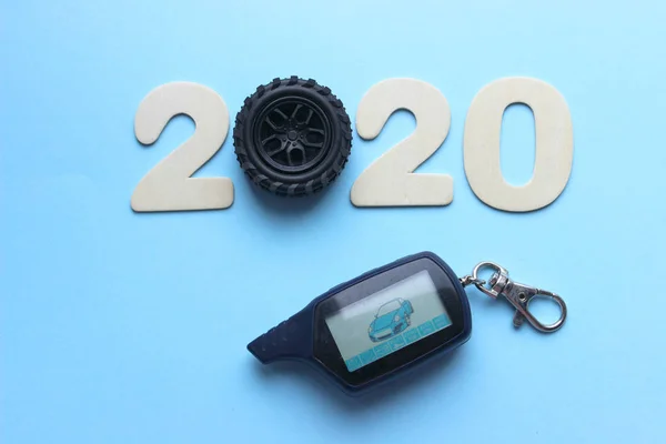 2020 Conceito Ano Novo Figuras 2020 São Isoladas Fundo Azul — Fotografia de Stock