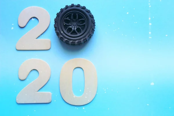 2020 Έννοια Του Νέου Έτους Στοιχεία 2020 Απομονώνονται Μπλε Φόντο — Φωτογραφία Αρχείου