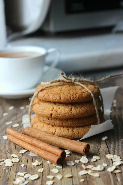 Homemade Oatmeal Cookies Old Wooden Table Rustic Style Oatmeal Cinnamon — Stock Photo, Image