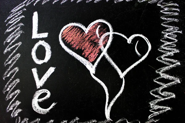 Love Love You Message Love Inscription Blackboard Chalk Valentine Day — Stock Photo, Image