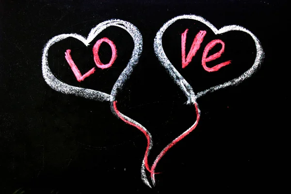 Love Love You Message Love Inscription Blackboard Chalk Valentine Day — Stock Photo, Image