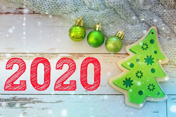 2020 Fundo Ano Novo Números 2020 Decoração Natal Fundo Natal — Fotografia de Stock